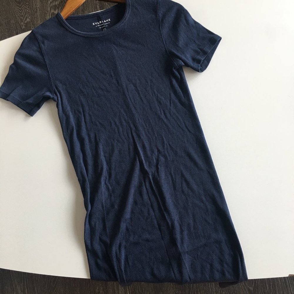 Everlane Ribbed Short Sleeve Pima Cotton Dress